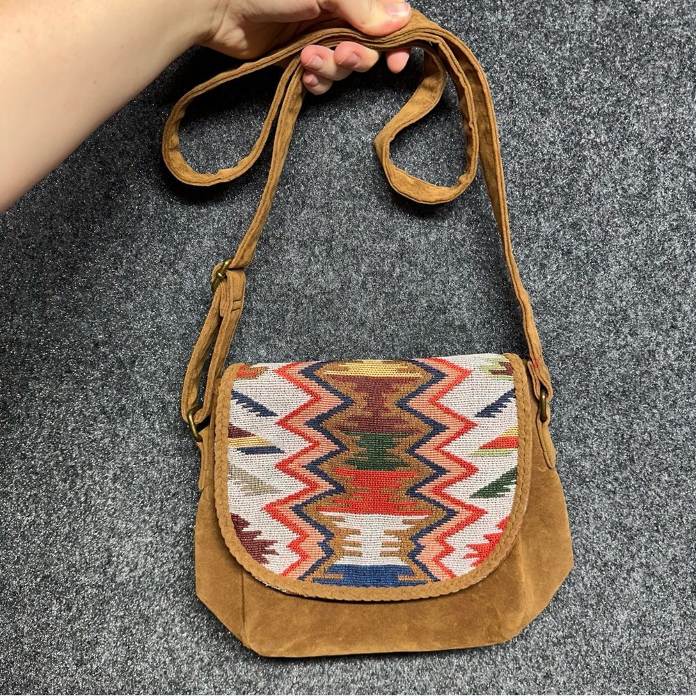 Canyon Sky Faux Suede Southwestern Tapestry Shoulder Crossbody Bag Bohemian